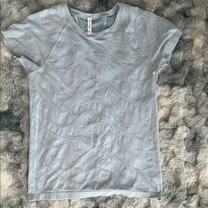 Athleta Light Blue Textured Short Sleeve Tee